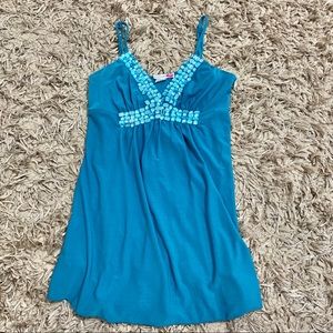 2000’s Teal gemstone singlet dress top